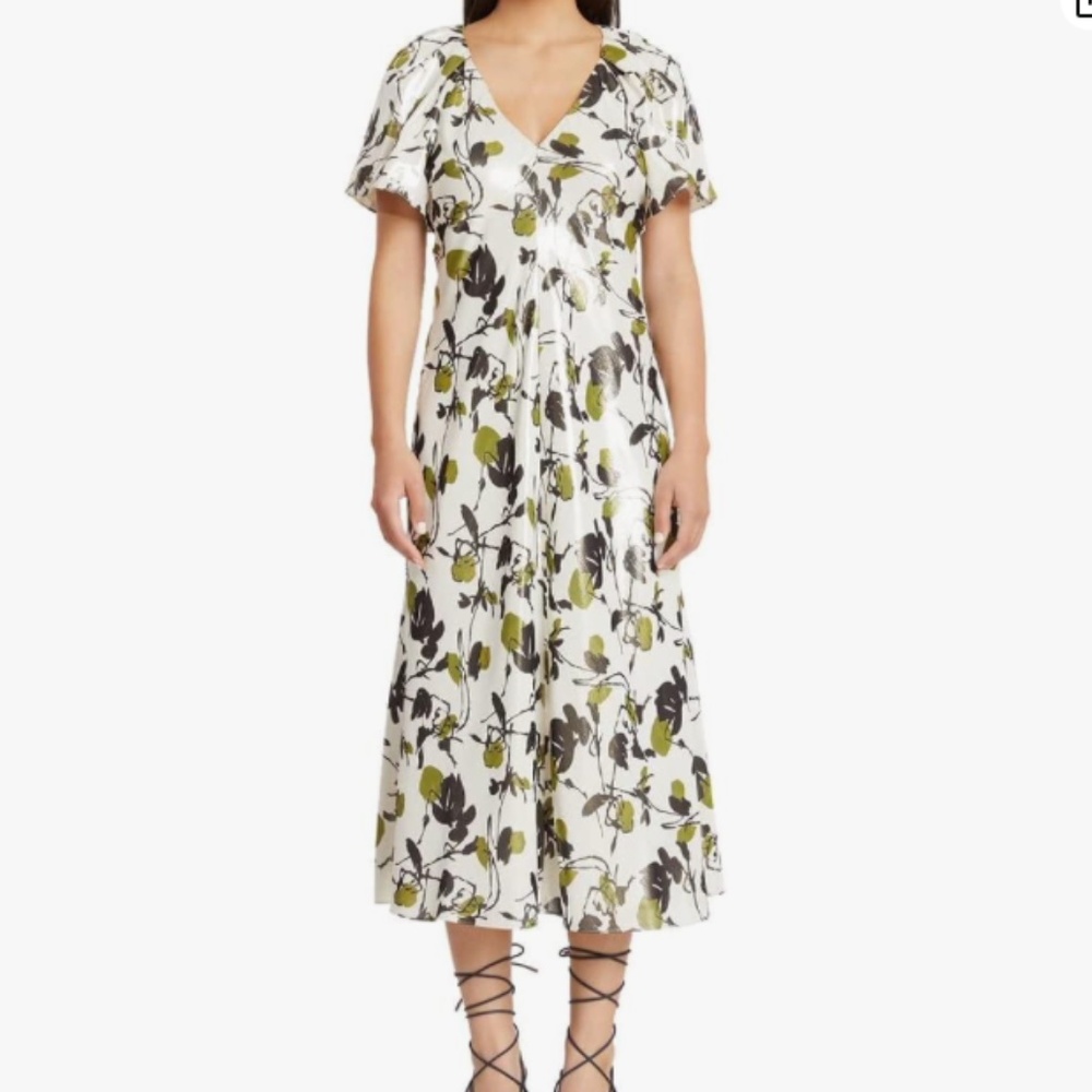 Evette Lurex Floral Silk Blended Midi Dress from TANYA TAYLOR